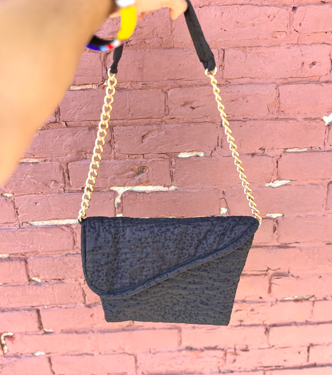 *** SOLD OUT *** Black handbag with golden chain - ONE OF A KIND